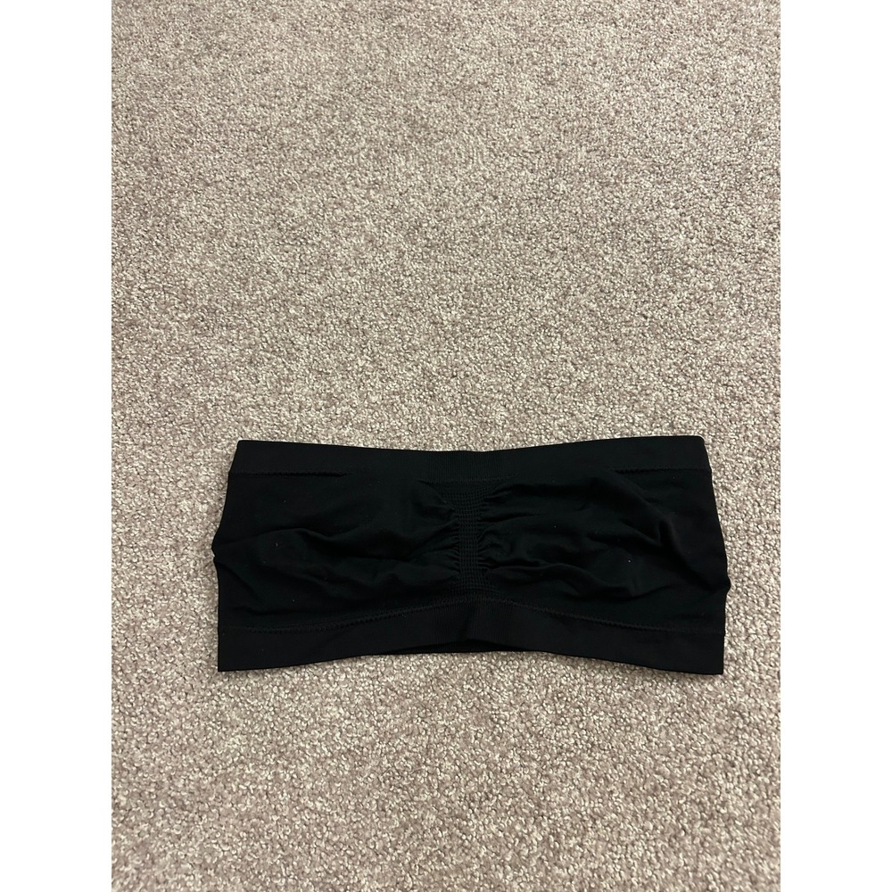 No Boundaries Bandeau Bra Womens Medium Black Excellent Ruched Seamless 3W662